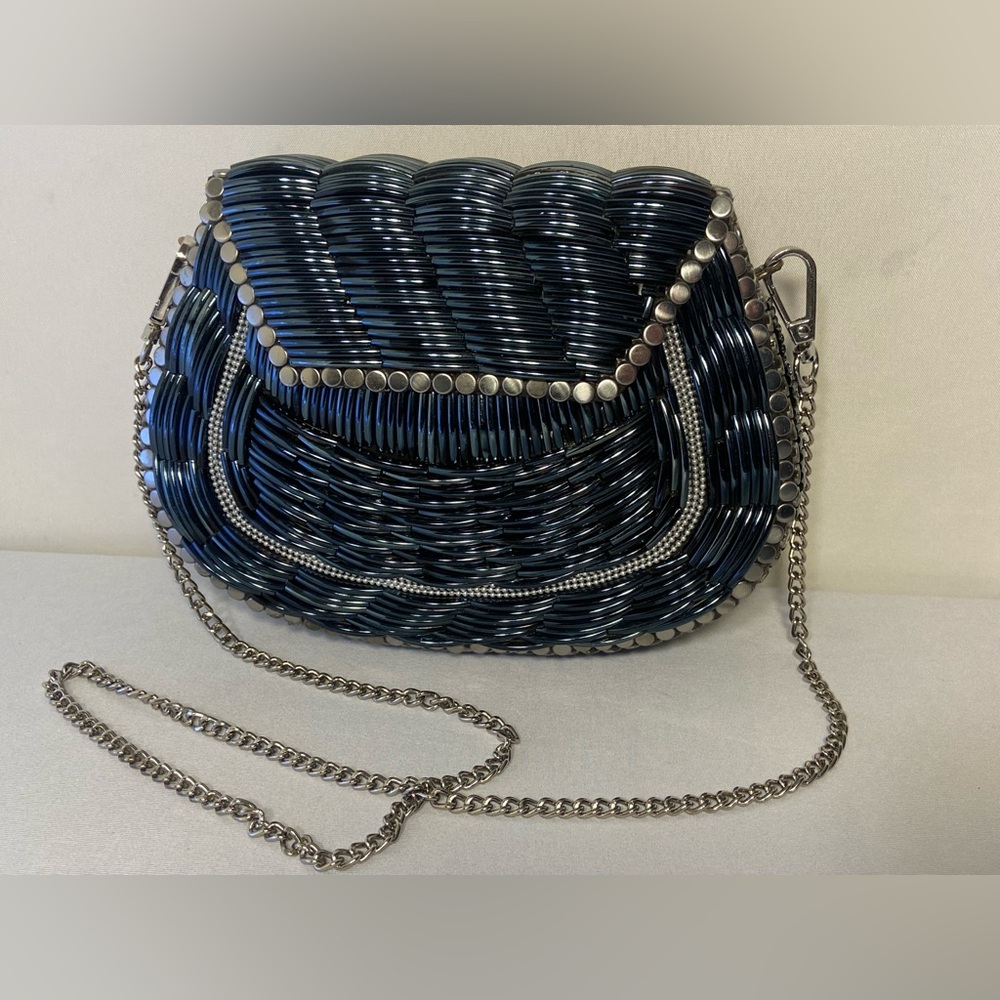 🔥SALE Ramla ~ Gorgeous Artisan Handcrafted Bag Silver Blue Black & Brass Tones ✨ - Picture 10 of 15